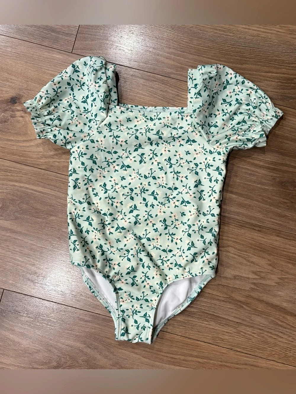 Cat & Jack Mint Floral Leotard with Pink Accents